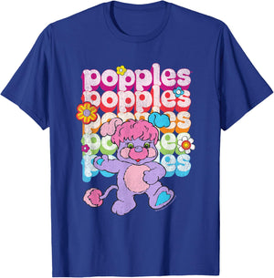 Popples Repeat Logo , Small, Black T-Shirt - T-Shirt | Royal