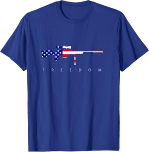 Sniper Rifle 6.5 308 American Flag Responsible Gun Owners T-Shirt - T-Shirt | Royal