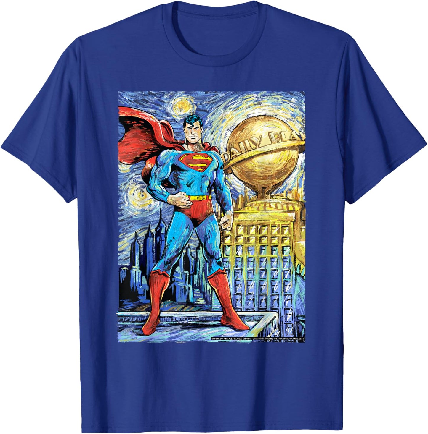 DC Comics Superman Starry Night Style Portrait T-Shirt - T-Shirt | Royal
