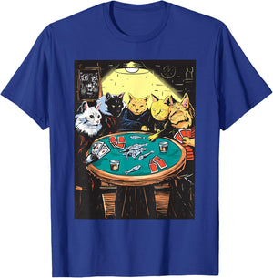 Funny Cats Playing Poker Art Cat T-Shirt - T-Shirt | Royal