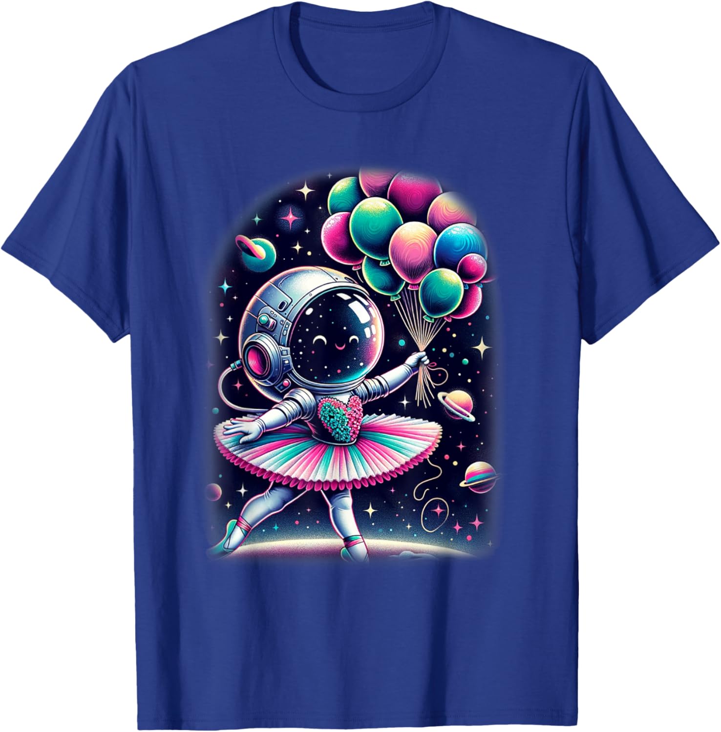 Space Astronaut Costume Ballerina Girl Shirt Planet Balloons T-Shirt - T-Shirt | Royal