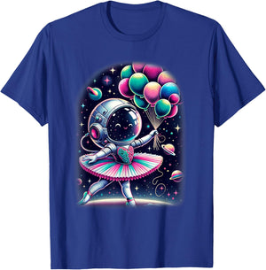Space Astronaut Costume Ballerina Girl Shirt Planet Balloons T-Shirt - T-Shirt | Royal