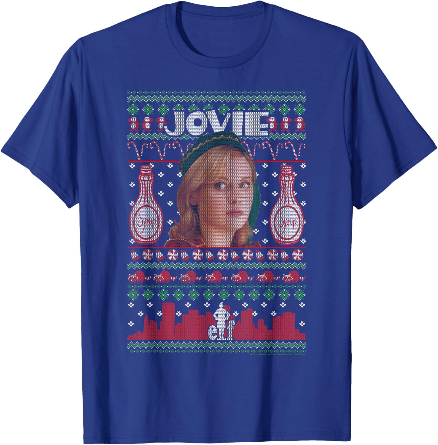 Elf Jovie Ugly Christmas Sweater T-Shirt - T-Shirt | Royal