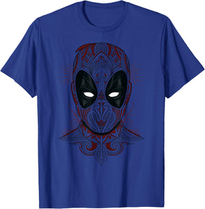 Marvel Deadpool Line Art Mask T-Shirt - T-Shirt | Royal