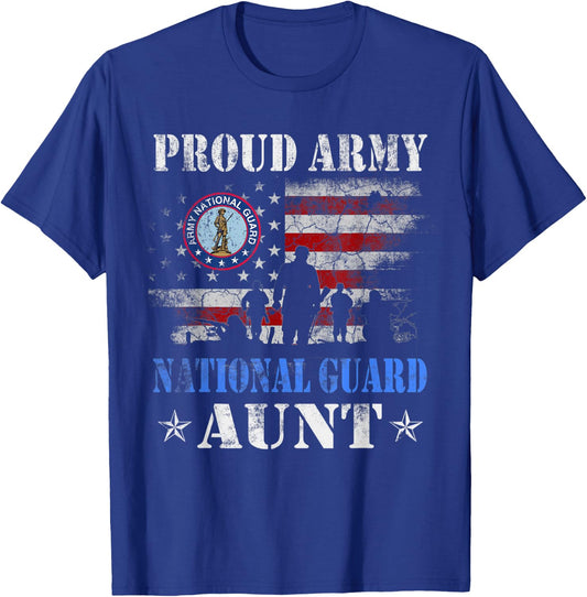 Proud Army National Guard Aunt T shirt Veterans Day Gift T-Shirt - T-Shirt | Royal