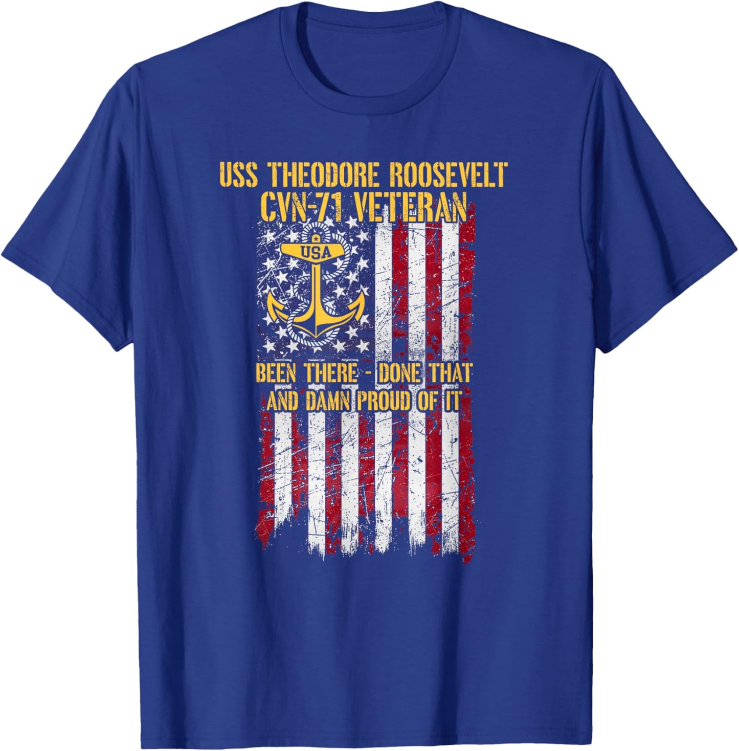 USS Theodore Roosevelt CVN-71 Aircraft Carrier Veteran T-Shirt - T-Shirt | Royal