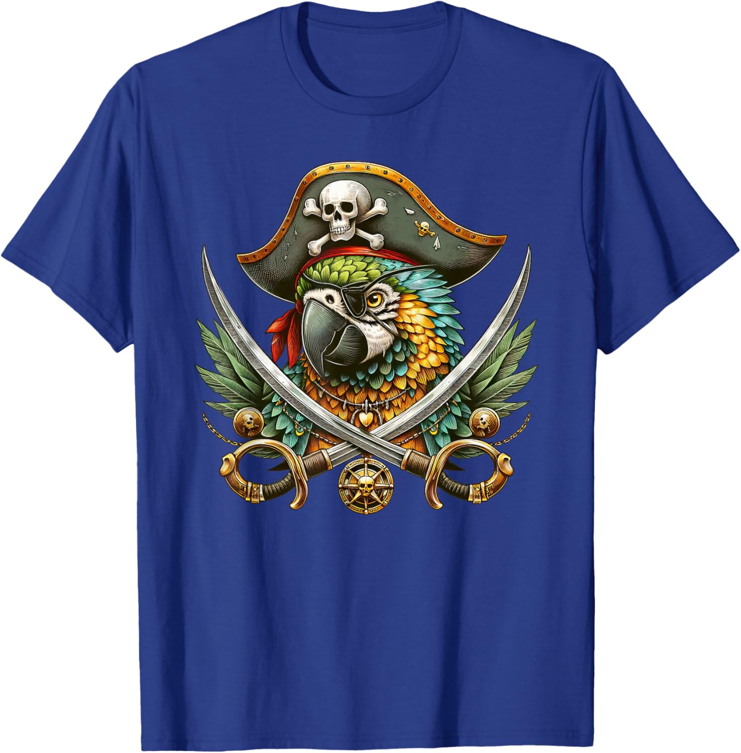 Funny Parrot Pirate Crossbones Halloween Kids T-Shirt - T-Shirt | Royal
