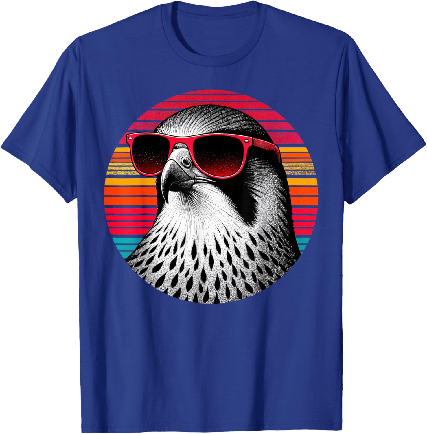 Falcon Bird Sunglasses Sunset Retro Style Vintage 70s T-Shirt - T-Shirt | Royal