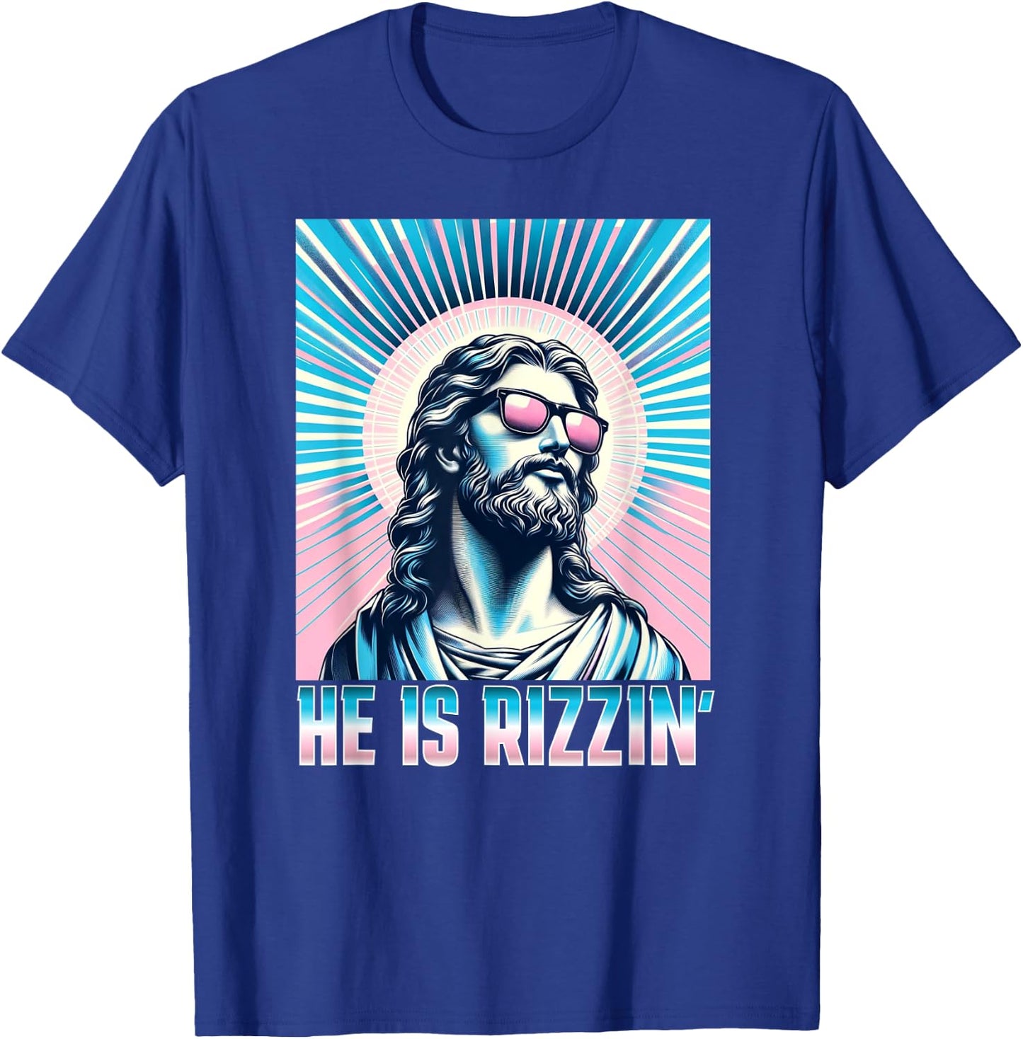 Resurrection Funny Easter Rizz Sunglasses He is Rizzin Jesus T-Shirt - T-Shirt | Royal