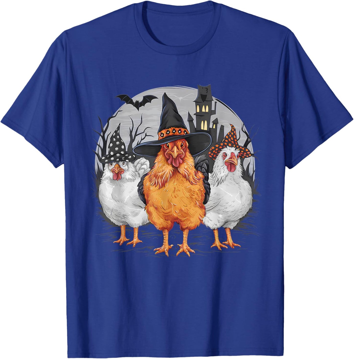 Funny Halloween Chickens Witch Spooky Season T-Shirt - T-Shirt | Royal