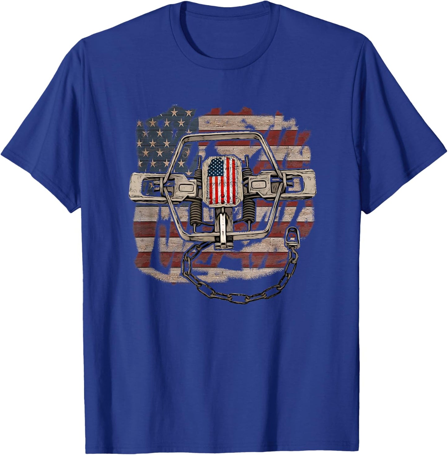 Trapping Shirts with Distressed American Flag for Trappers T-Shirt - T-Shirt | Royal