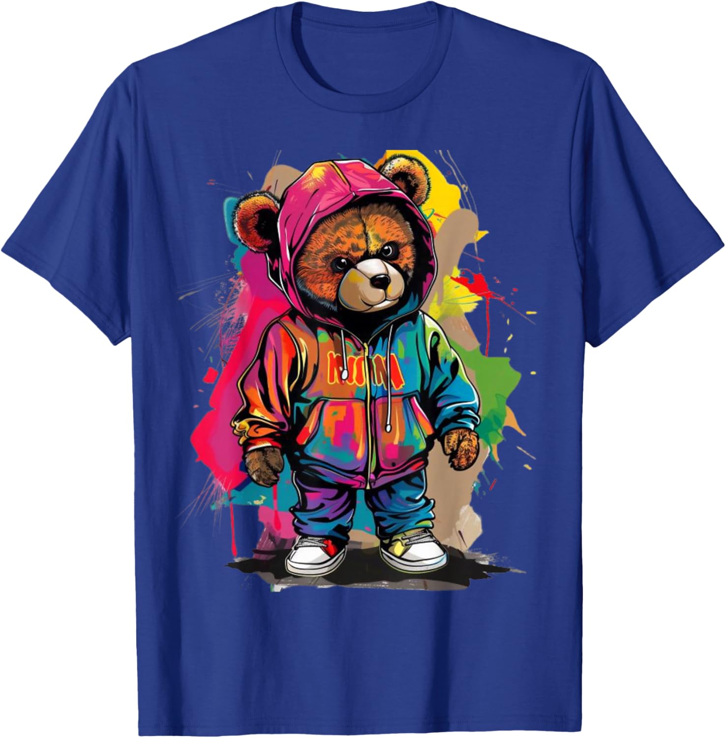 Hip-Hop Teddy-Bear Colorful Teddybear with Graphic T-Shirt - T-Shirt | Royal