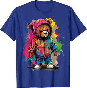 Hip-Hop Teddy-Bear Colorful Teddybear with Graphic T-Shirt - T-Shirt | Royal