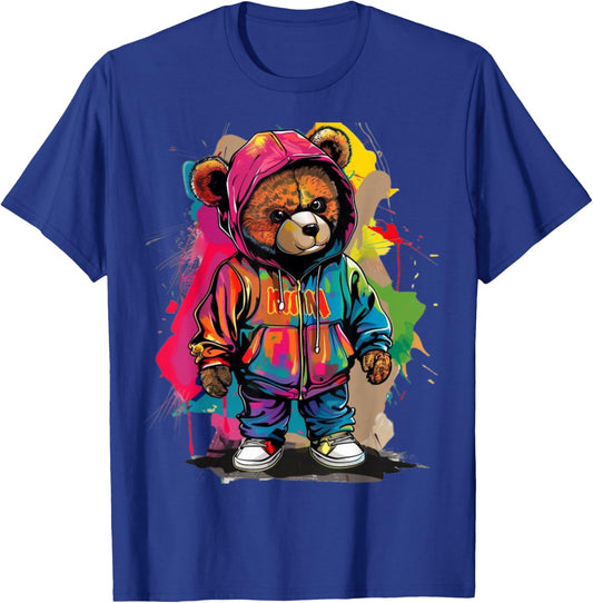Hip-Hop Teddy-Bear Colorful Teddybear with Graphic T-Shirt - T-Shirt | Royal