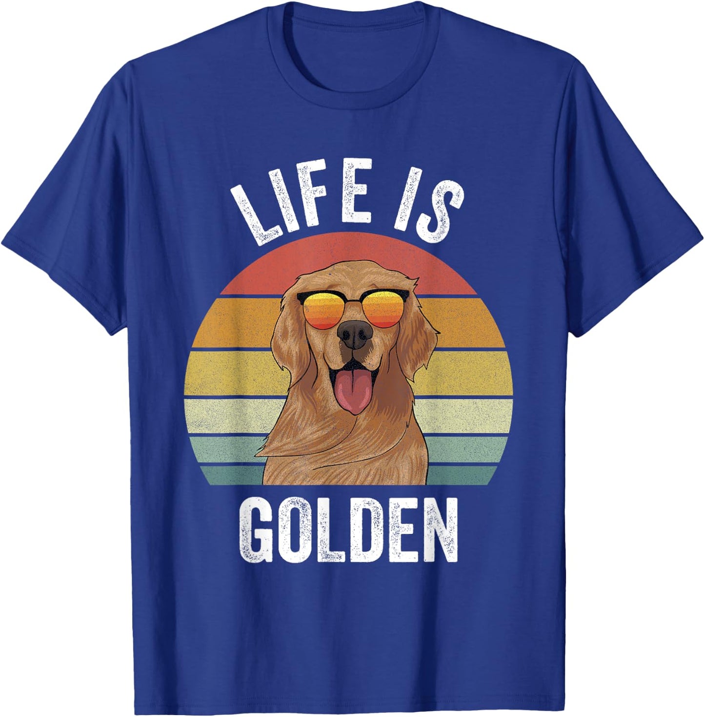 Retro Golden Retriever Funny Dog Women Girls Kids T-Shirt - T-Shirt | Royal