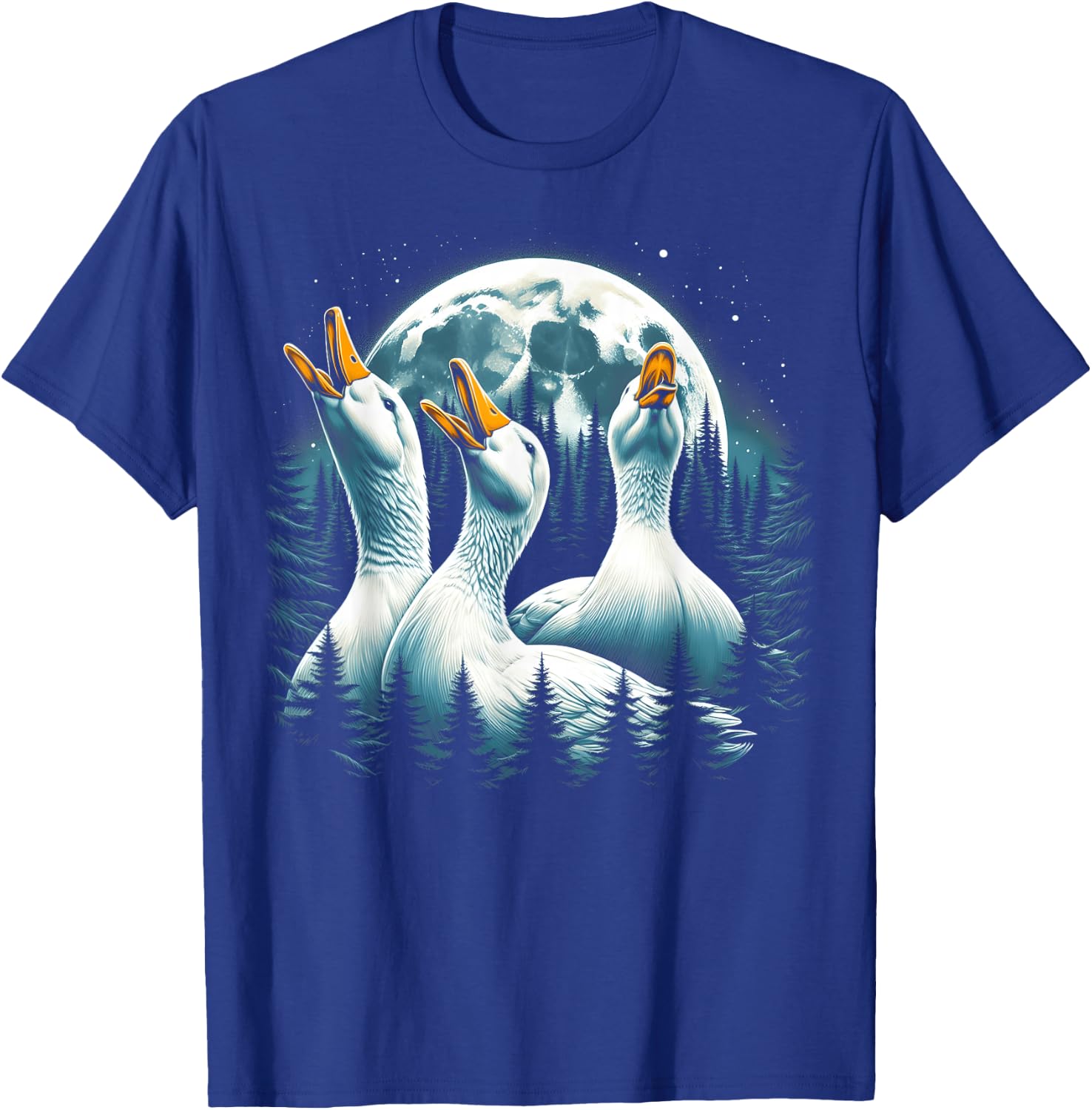 3 Ducks Howling At The Moon Wolf Animal T-Shirt - T-Shirt | Royal