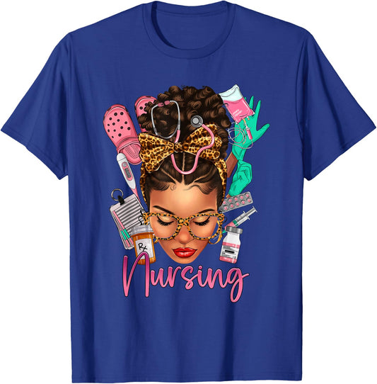 Black Melanin Nurse Black History Month Afro Hair T-Shirt - T-Shirt | Royal