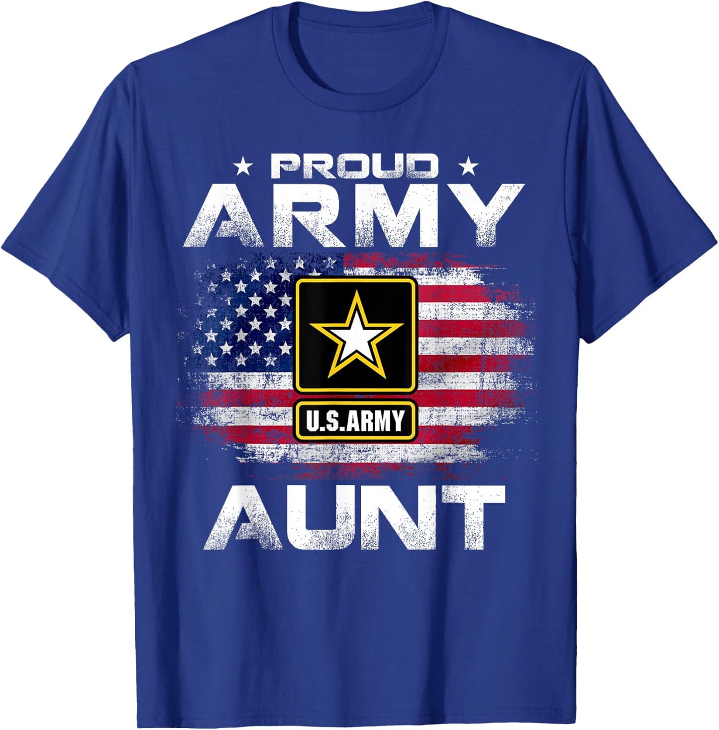 Proud Army Aunt With American Flag For Veteran Gift T-Shirt - T-Shirt | Royal