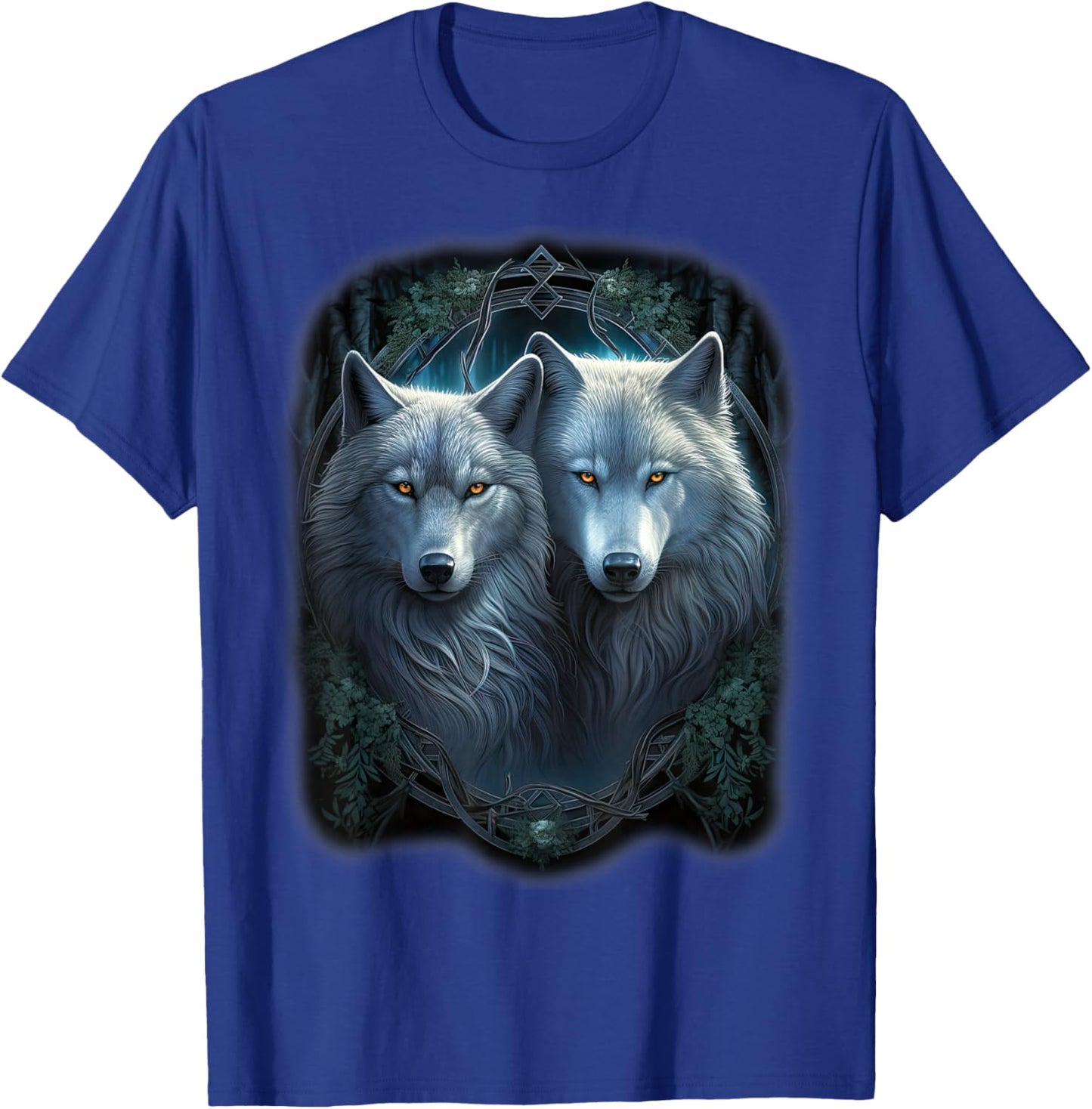 Wolf Wolves in Forest by Night Moon Fantasy Art Wildlife T-Shirt - T-Shirt | Royal