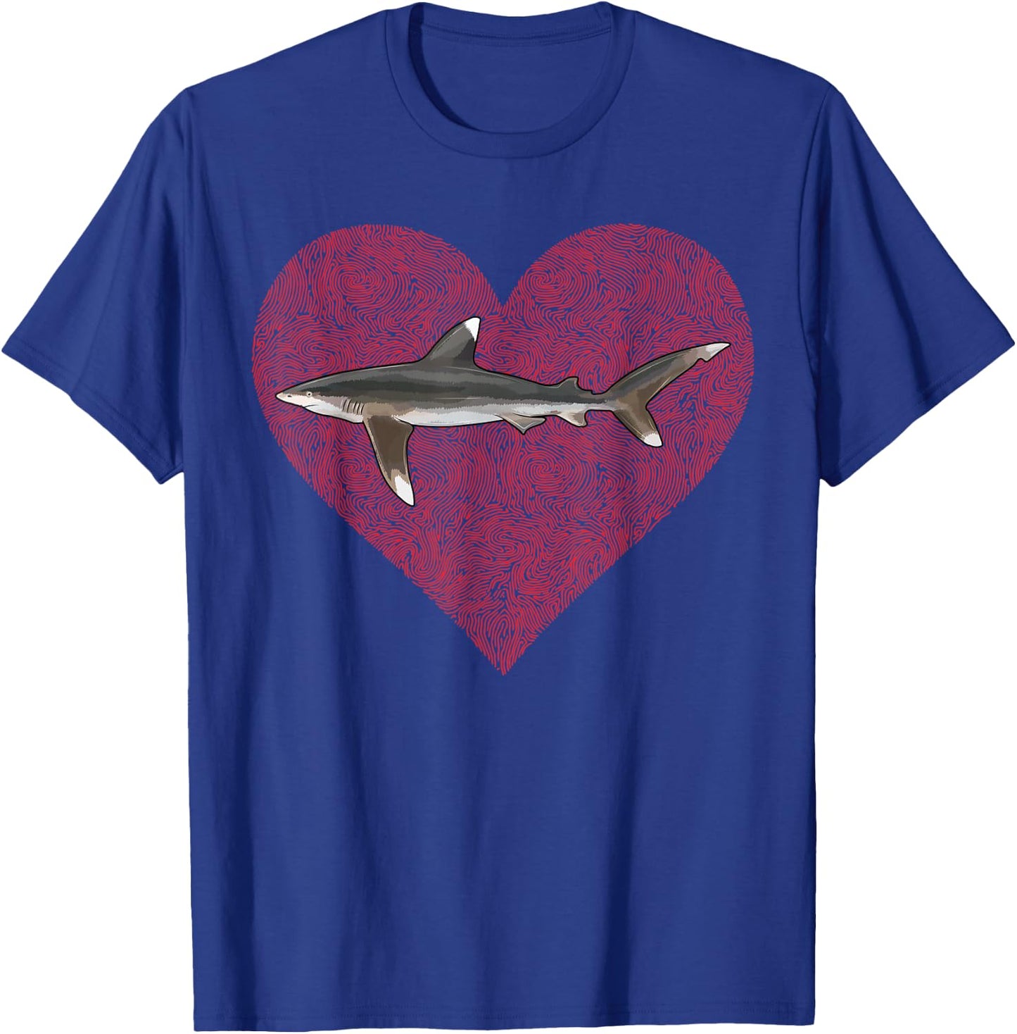 Whitetip Reef Shark Valentines Day Love Fingerprint T-Shirt - T-Shirt | Royal