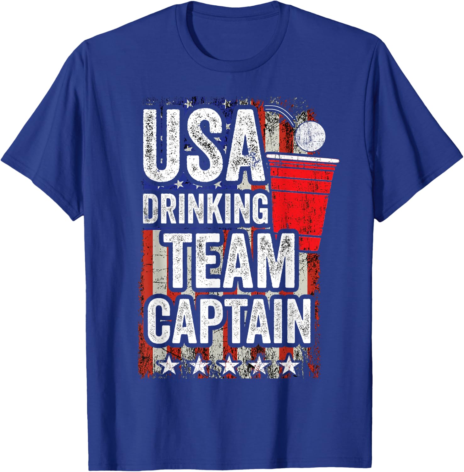 USA Drinking Team Captain Funny Drinking Game Party T-Shirt - T-Shirt | Royal