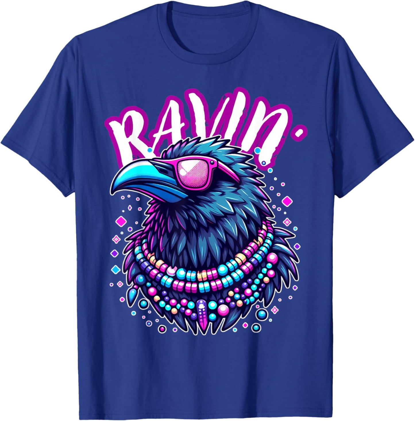 Rave Rainbow Raven House EDM Festival Raver Animal EDC 2026 T-Shirt - T-Shirt | Royal