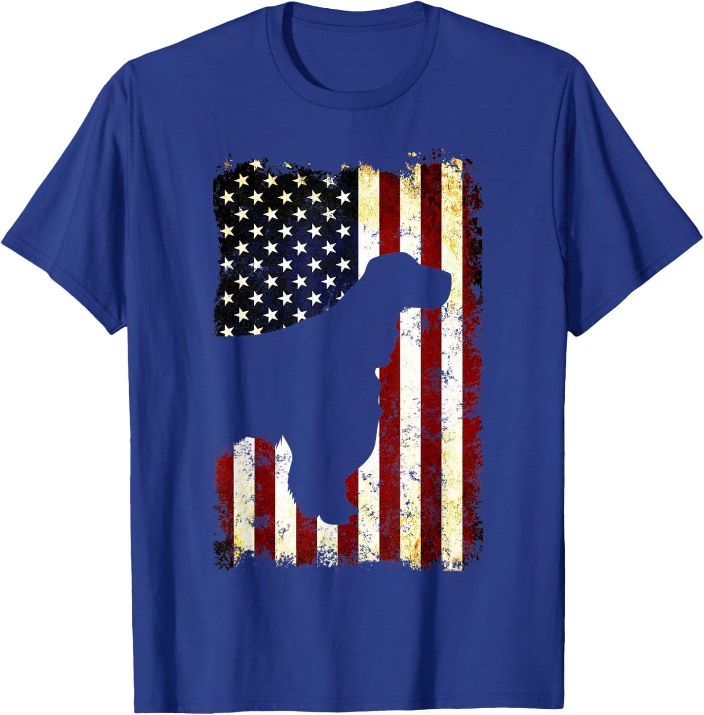 English Springer Spaniel Silhouette American Flag Women Men T-Shirt - T-Shirt | Royal