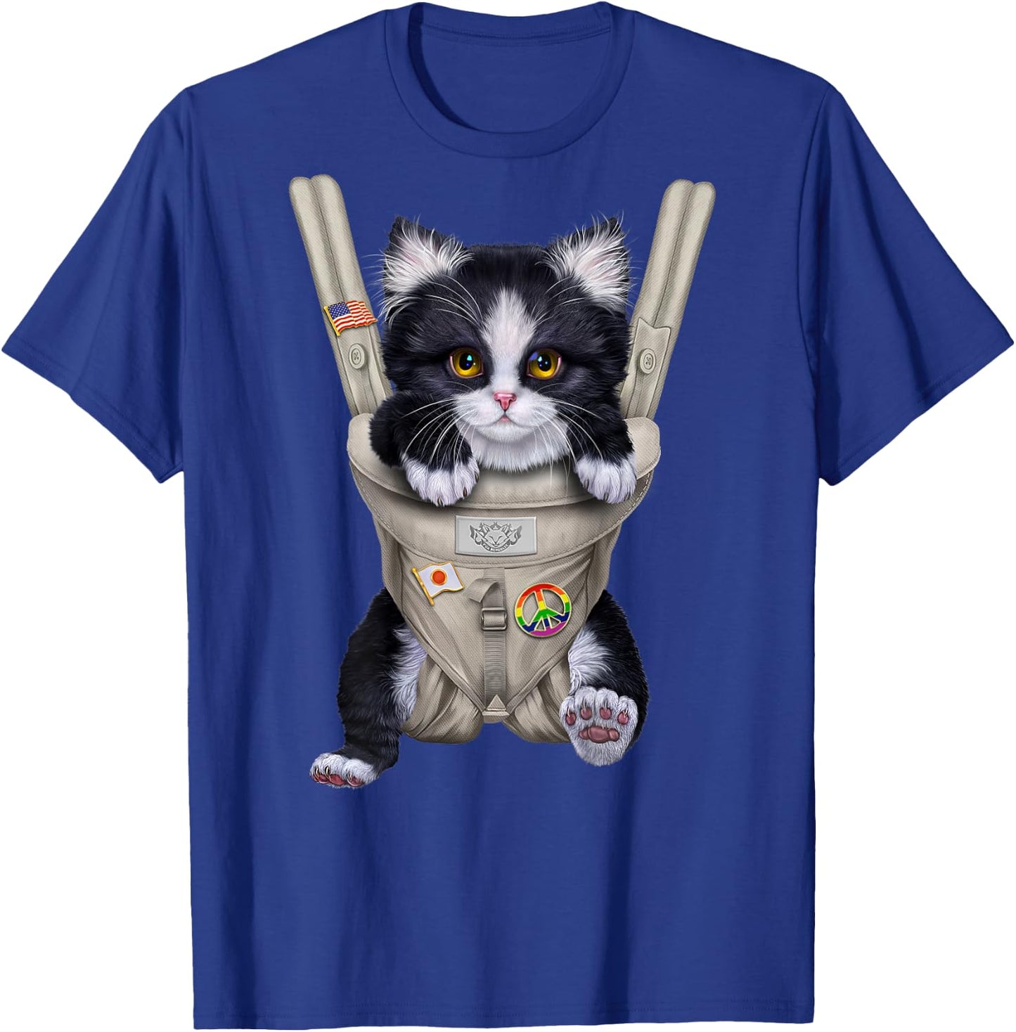 Tuxedo Cat in Baby Carrier Women Kids T-Shirt - T-Shirt | Royal