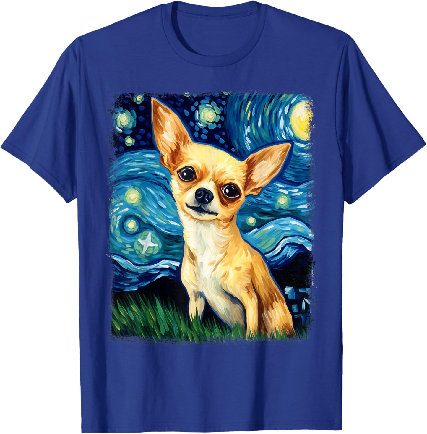 Chihuahua Dog Starry Night Painting T-Shirt - T-Shirt | Royal