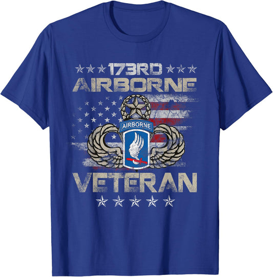 173rd Airborne Brigade Veteran U.S Flag Airborne Paratrooper T-Shirt - T-Shirt | Royal