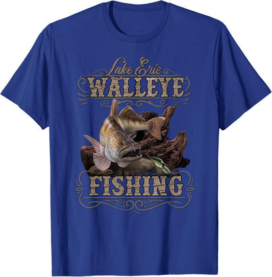 Lake Erie Walleye Fisherman Gift T-Shirt - T-Shirt | Royal