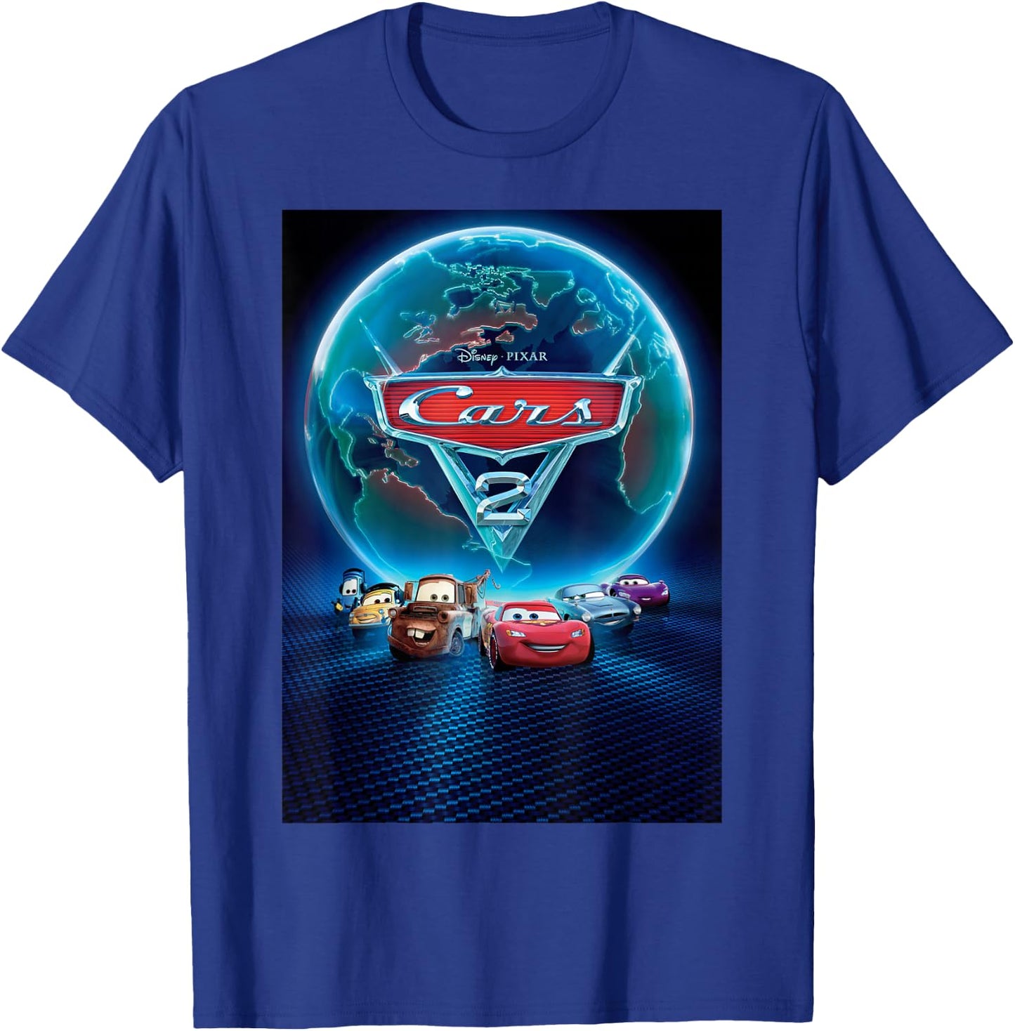 Disney Pixar Cars 2 Classic Movie Poster T-Shirt - T-Shirt | Royal
