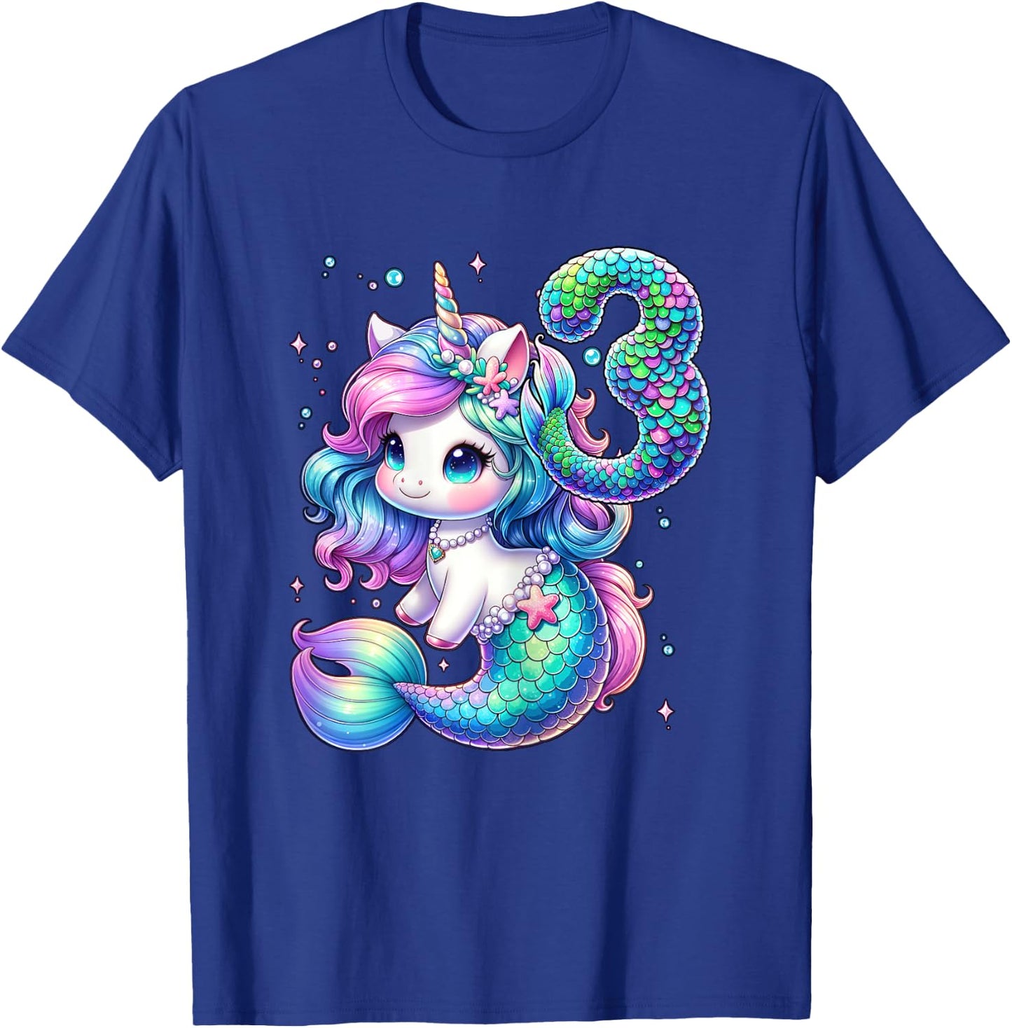 Unicorn Mermaid 3rd Birthday 3 Year Old Party Girls Outfit T-Shirt - T-Shirt | Royal