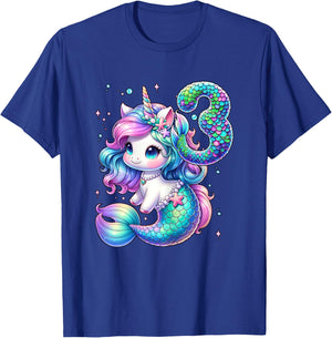 Unicorn Mermaid 3rd Birthday 3 Year Old Party Girls Outfit T-Shirt - T-Shirt | Royal