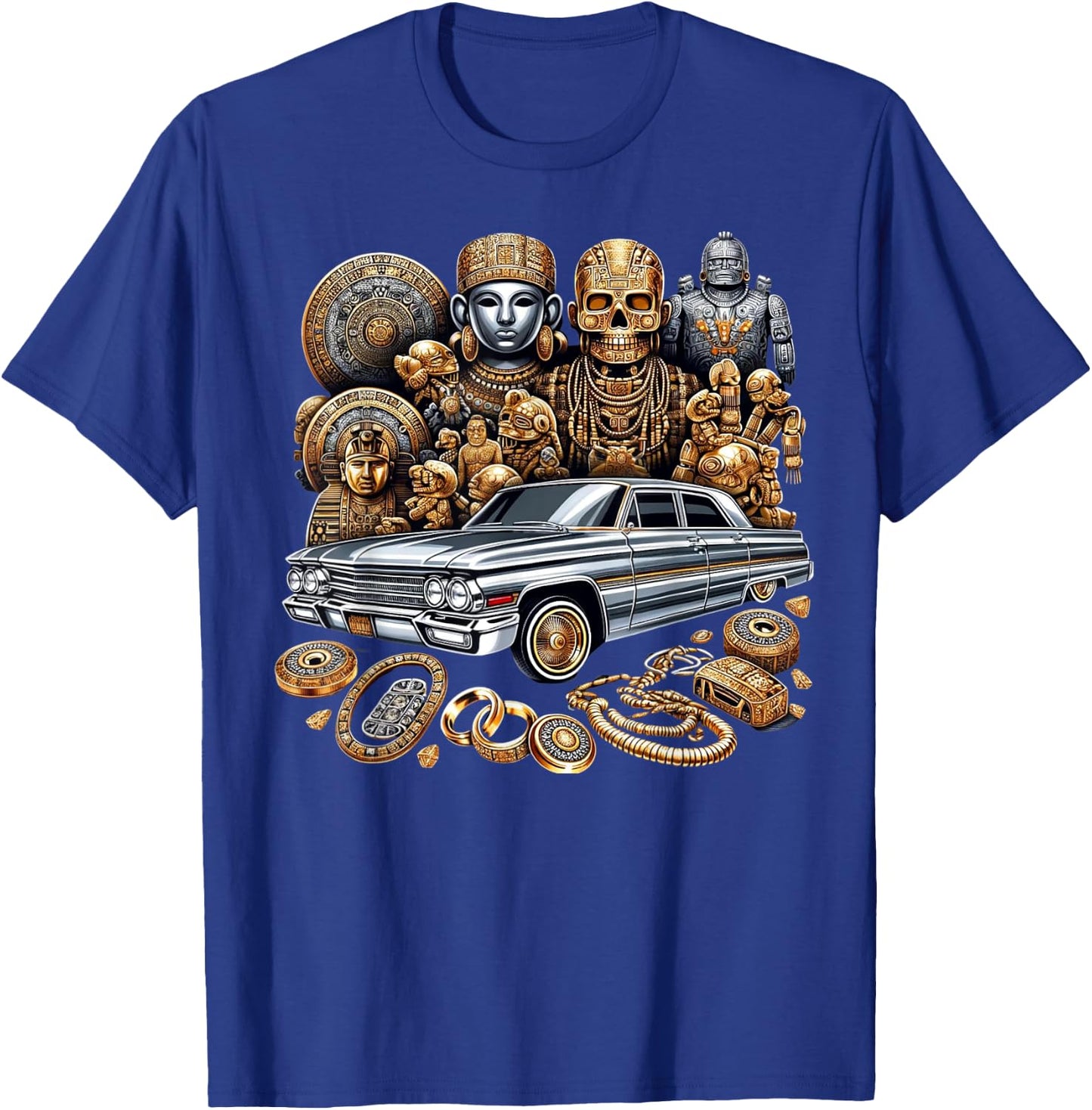 Mexican Street Culture Lowrider Latino Cinco De Mayo Aztec T-Shirt - T-Shirt | Royal
