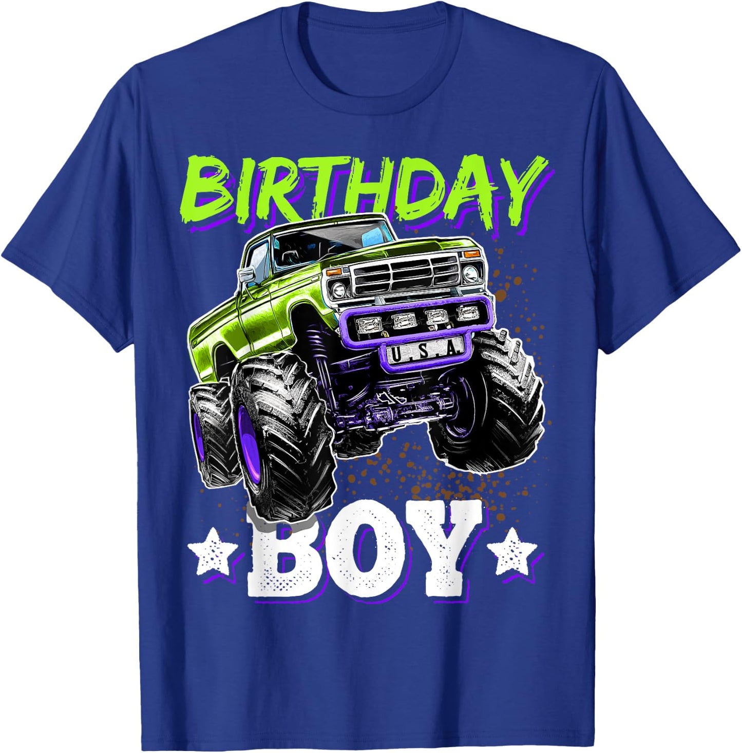 Birthday Boy Monster Truck Birthday Party Gift Boys Kids T-Shirt - T-Shirt | Royal