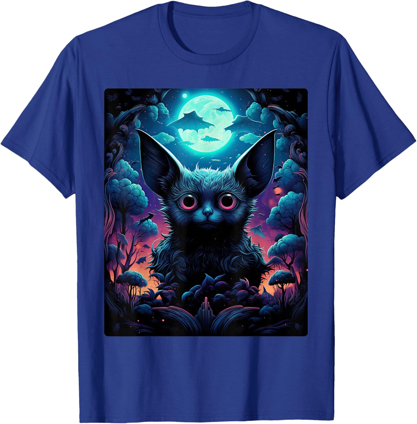 Gothic Bat Spooky Bats Pattern Moon Night T-Shirt - T-Shirt | Royal
