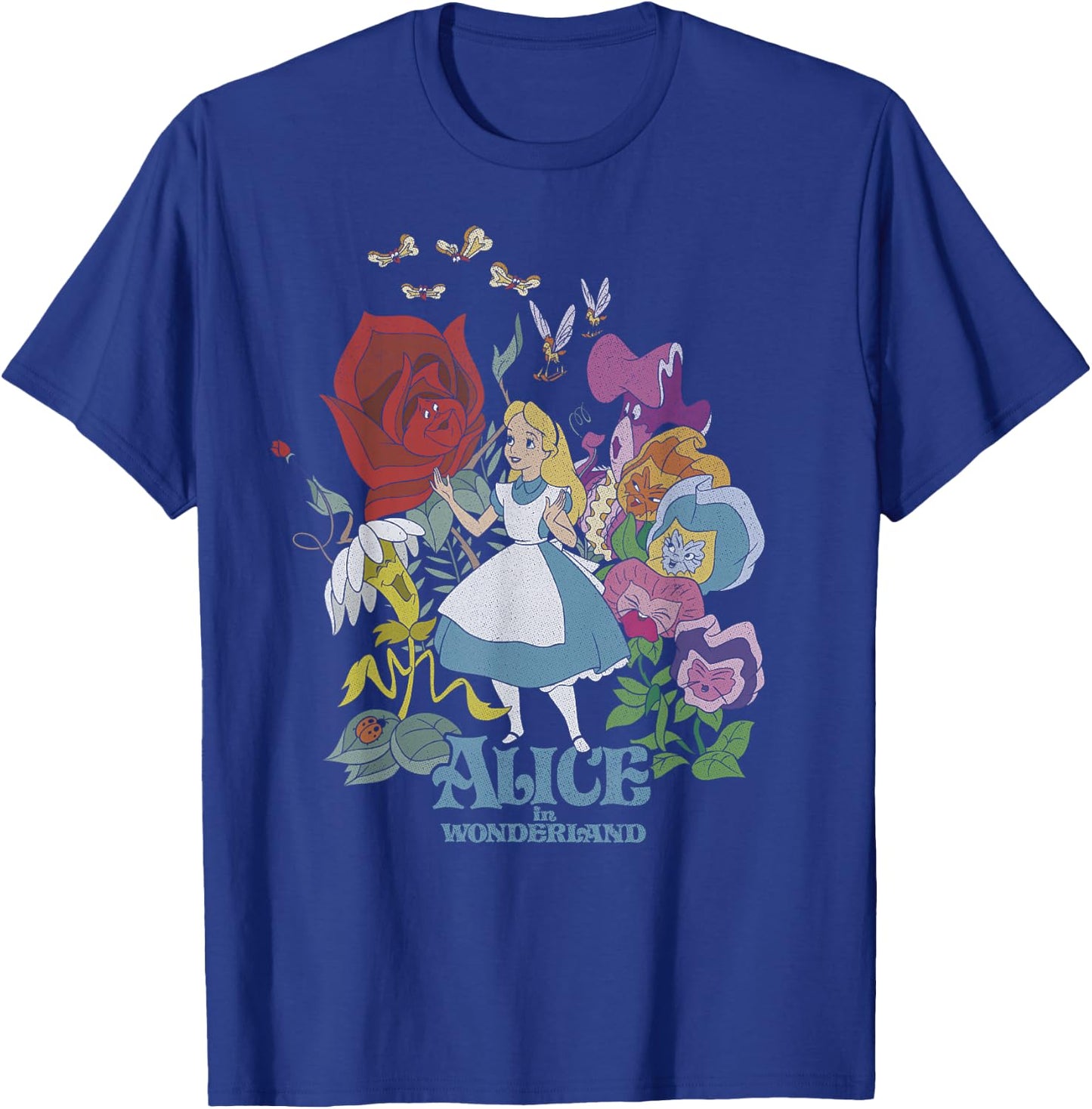 Disney Alice in Wonderland Walking Through The Flowers Small T-Shirt - T-Shirt | Royal