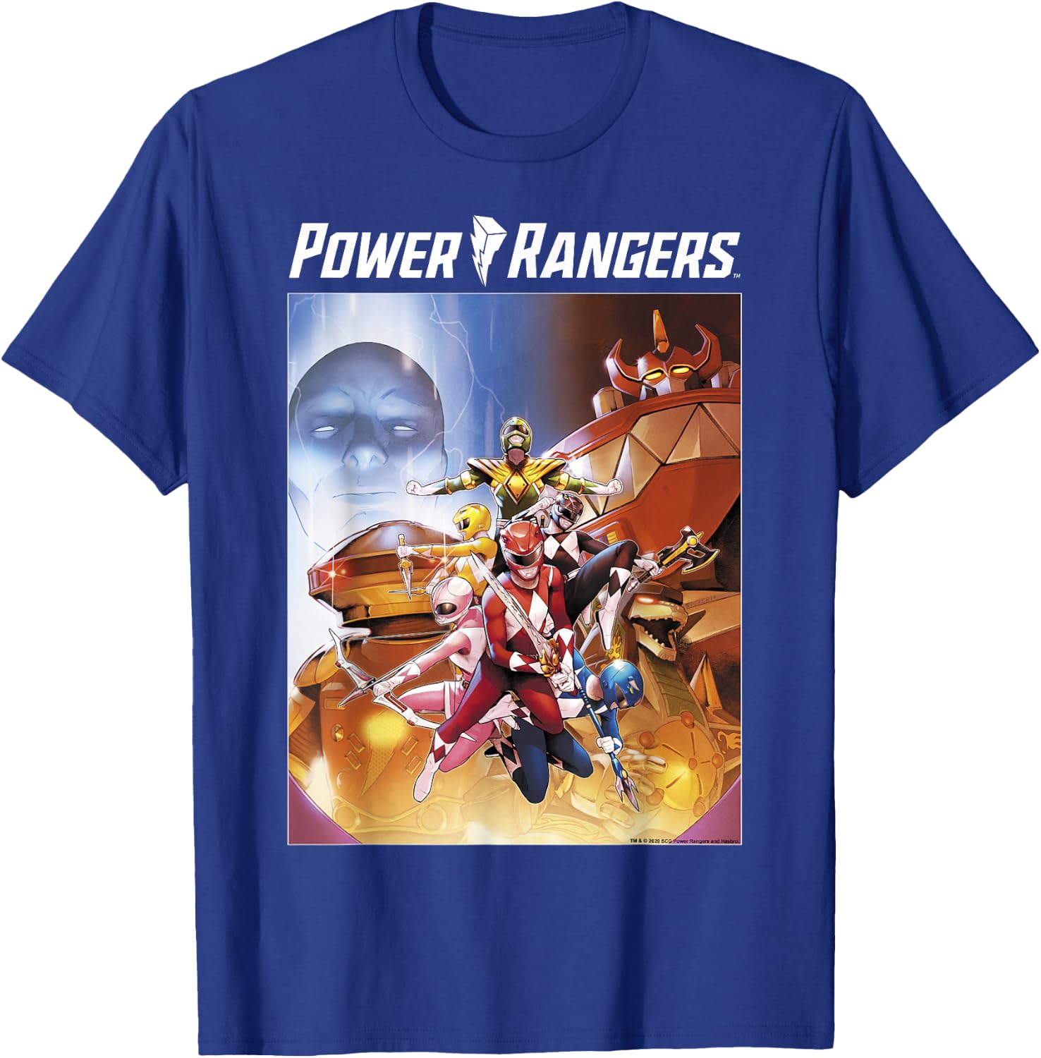 Power Rangers Rainbow Color Action Group Shot Poster T-Shirt - T-Shirt | Royal