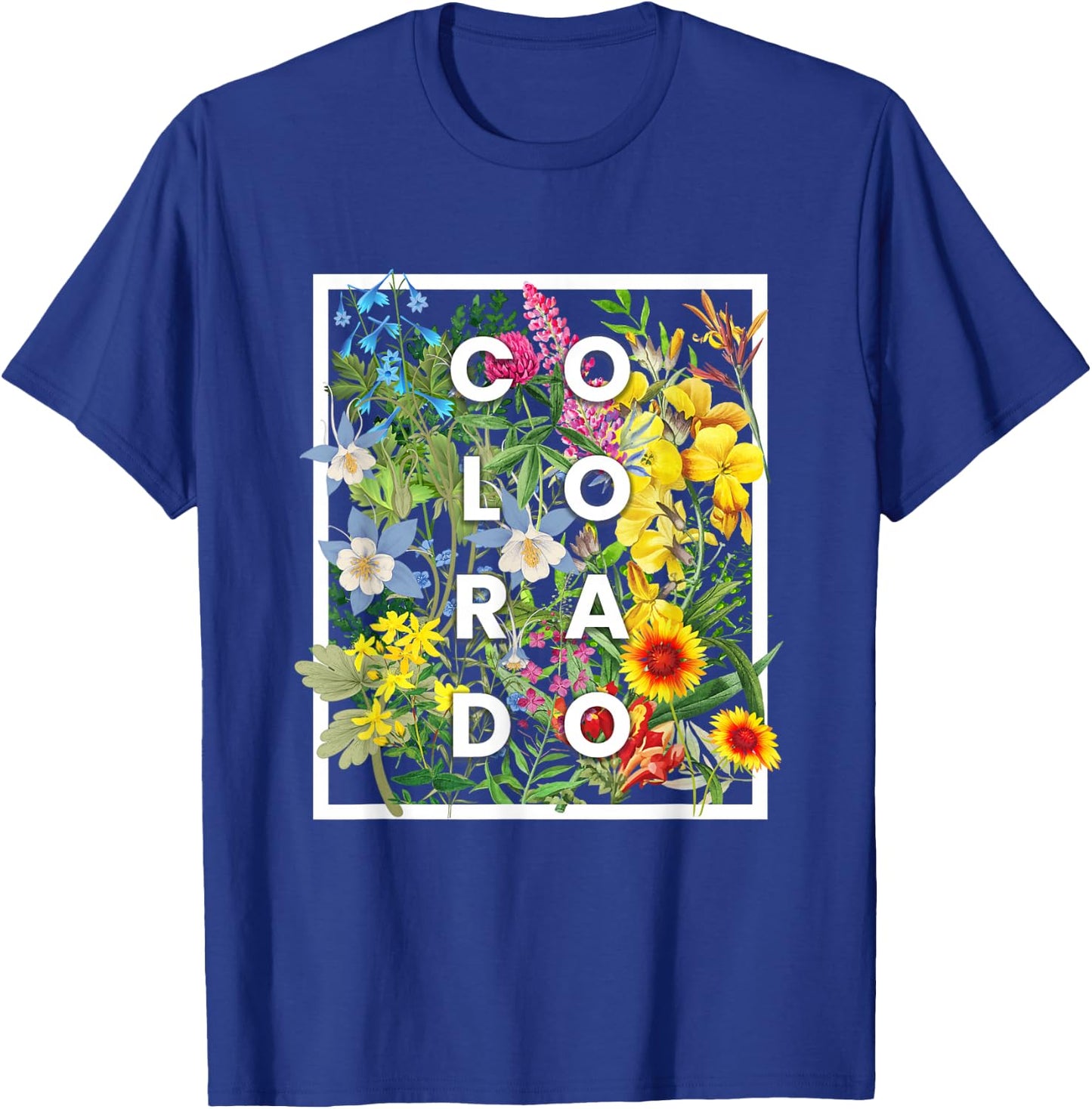 Flowers of Colorado Word Art - Coloradan Pride T-Shirt - T-Shirt | Royal