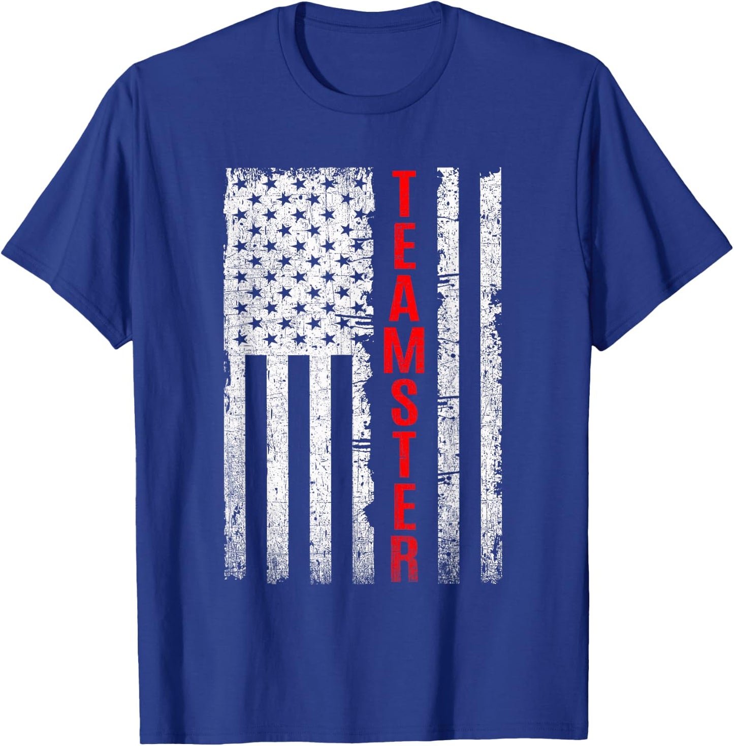 Teamster Proud American Flag Distressed T-Shirt - T-Shirt | Royal