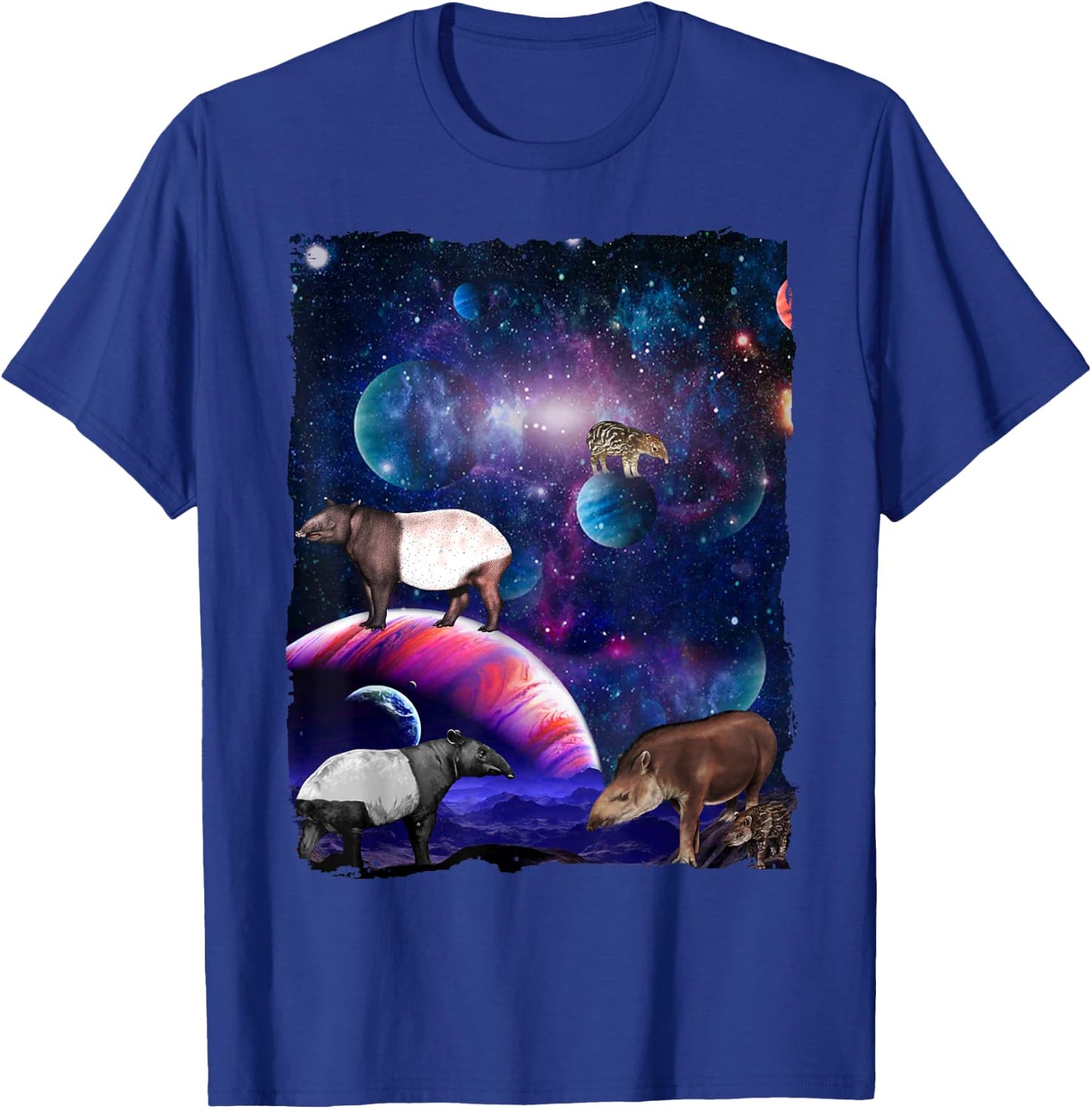 Tapir Universe Galaxy Stars Moon Space Wild Tapirs Lover T-Shirt - T-Shirt | Royal