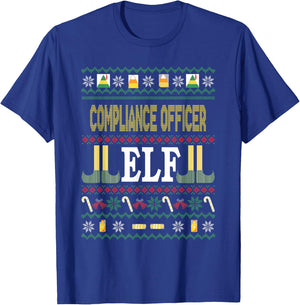 Compliance Officer Elf Funny Christmas Gift T-Shirt - T-Shirt | Royal