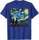 Black Cats Lover Starry Night Van Gogh T-Shirt - T-Shirt | Royal
