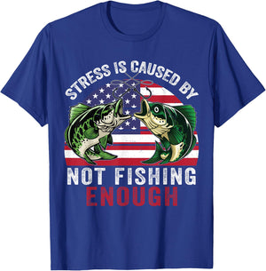 Funny Bass Fishing-Shirt Stress Not Fishing Enough Fisherman T-Shirt - T-Shirt | Royal