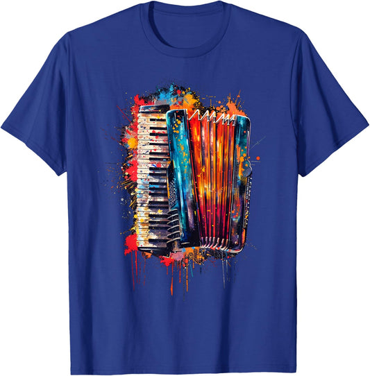 Accordion instrument on colorful painted Accordion T-Shirt - T-Shirt | Royal