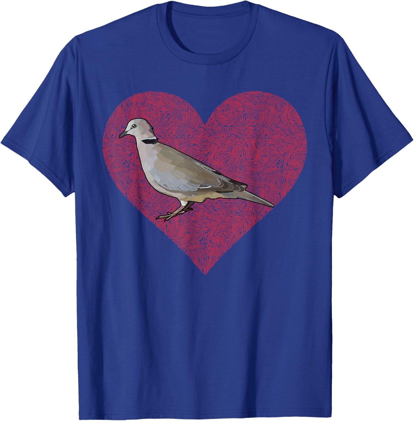 Ring-Necked Doves Valentines Day Bird Love Fingerprint T-Shirt - T-Shirt | Royal