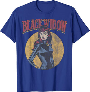 Marvel Black Widow Retro Circle Portrait Small T-Shirt - T-Shirt | Royal