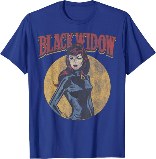 Marvel Black Widow Retro Circle Portrait Small T-Shirt - T-Shirt | Royal