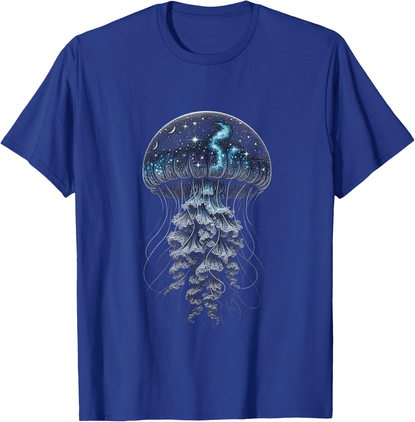 Starry Night Jellyfish - Ocean Meets Galaxy T-Shirt - T-Shirt | Royal